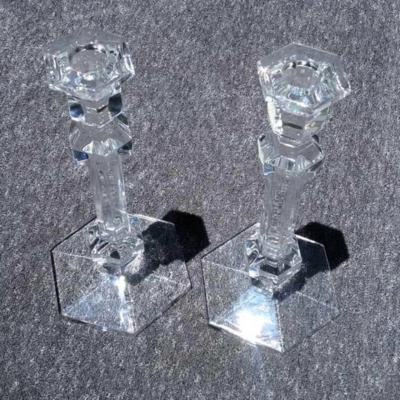 2 Gorgeous "Gardenia Galatee" Lead Crystal Candlesticks by "Val St Lambert" - Picture 4 of 10